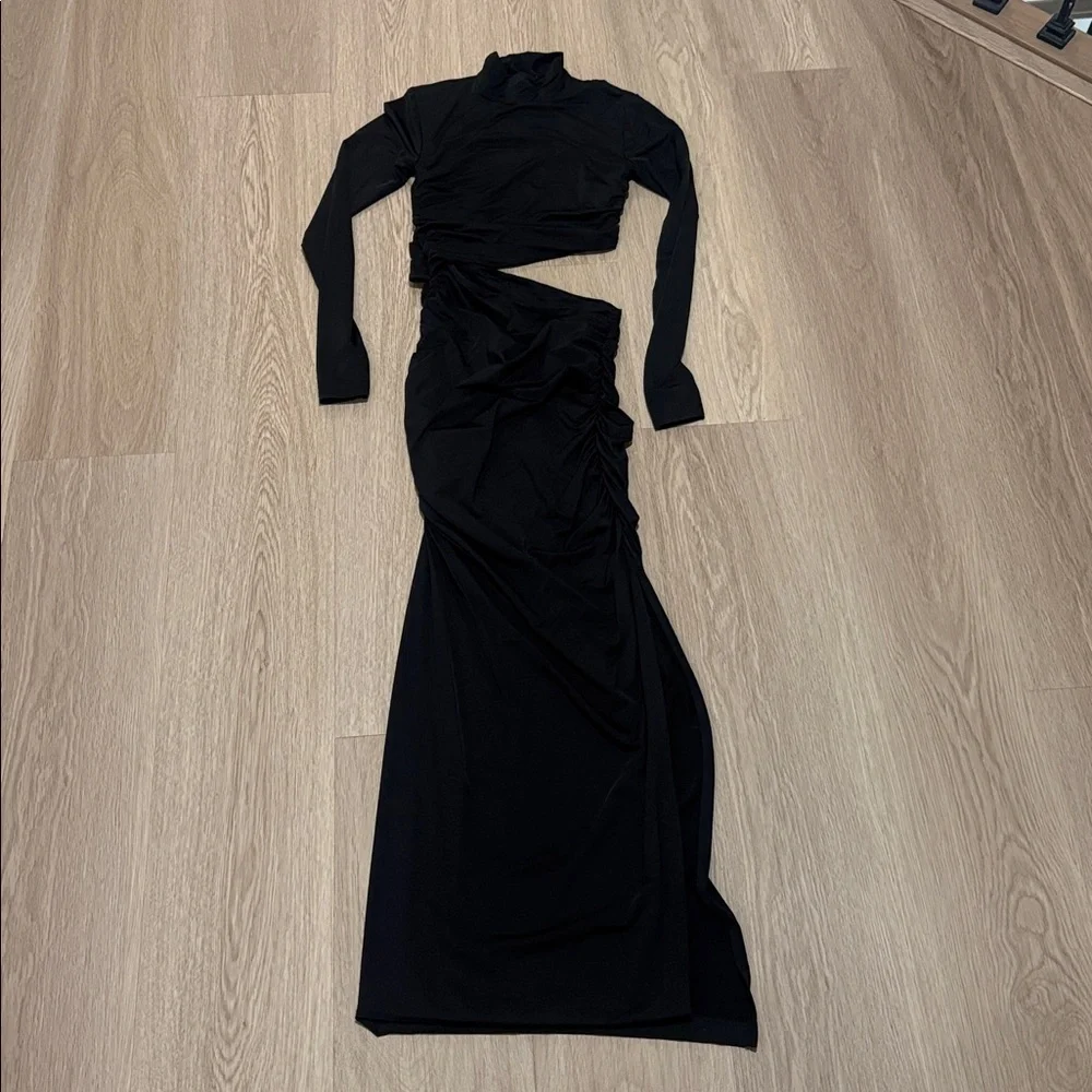 Zara - Cut Out Maxi Mock Neck Dress - Picture 4 of 4